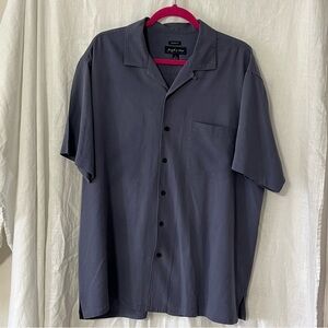 Joseph & Feiss Men's XL Camp Blue Short Sleeve Button Front 100% Silk Sh…